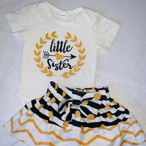 “Little Sister” shirt and mini skirt set.